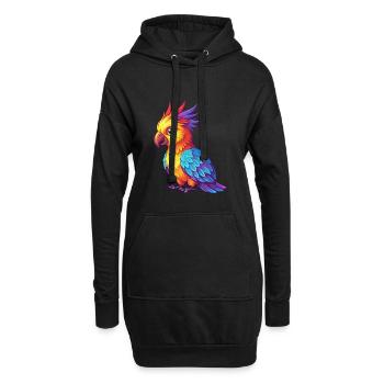 Kakadu Bunte Kawaii Cartoon Figur Vogel - Hoodie-Kleid - Schwarz - Vorne