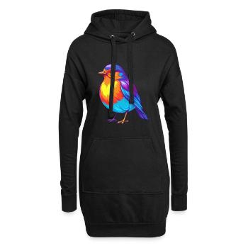 Amerikanischer Robin Bunte Kawaii Zeichentrickfigur - Hoodie-Kleid - Schwarz - Vorne