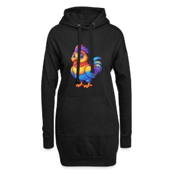 Huhn Bunte Kawaii Cartoon Figur Vogel - Hoodie-Kleid - Schwarz - Vorne