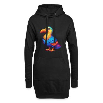 Albatross coloré Kawaii dessin animé Personnage Oiseau - Sweat-shirt à capuche long Femme - noir - Devant