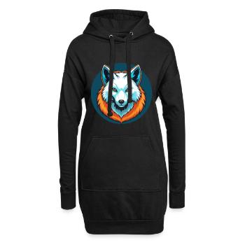 Polarfuchs Niedliches Kawaii Cartoon Tier Haustier Logo - Hoodie-Kleid - Schwarz - Vorne