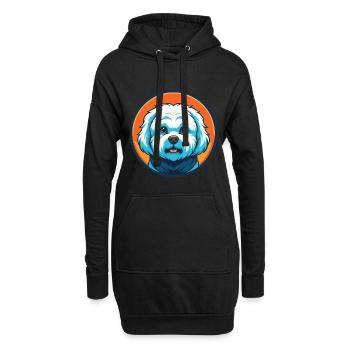 Bichon Frise Hund Niedliches Kawaii Cartoon Tier Logo - Hoodie-Kleid - Schwarz - Vorne
