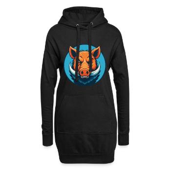 sanglier mignon kawaii dessin animé clipart animal animal de compagnie logo - Sweat-shirt à capuche long Femme - noir - Devant