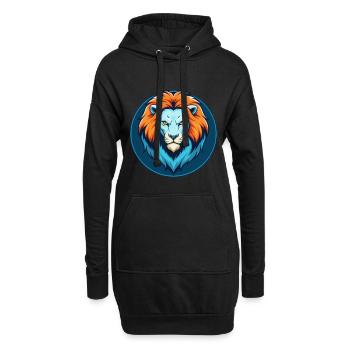 Lion mignon Kawaii dessin animé Clipart Animal Pet Logo - Sweat-shirt à capuche long Femme - noir - Devant