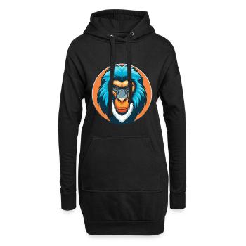 Mandrill Niedliches Kawaii Cartoon Tier Haustier Logo - Hoodie-Kleid - Schwarz - Vorne