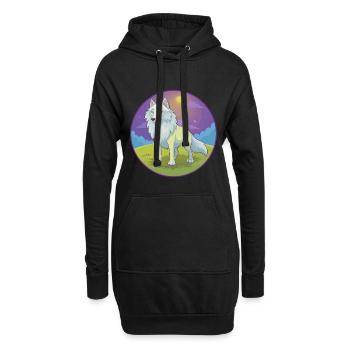 Loup Arctique Mignon Kawaii Dessin Animé Clipart Animal Animal de compagnie - Sweat-shirt à capuche long Femme - noir - Devant