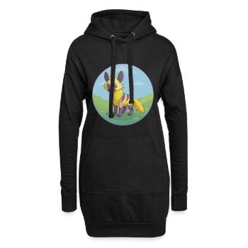 Aardwolf Mignon Kawaii Dessin animé Clipart Animal de compagnie - Sweat-shirt à capuche long Femme - noir - Devant