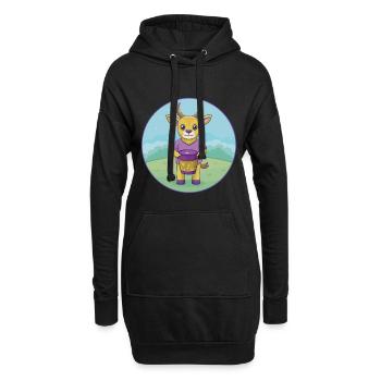 Bongo Niedliche Kawaii Cartoon Clipart Tier Haustier - Hoodie-Kleid - Schwarz - Vorne