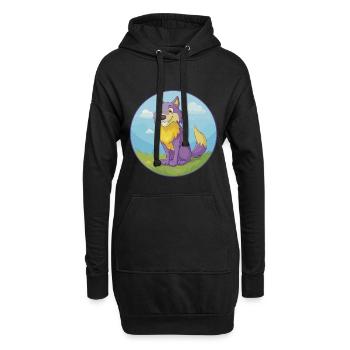 Wolf Niedlich Kawaii Cartoon Clipart Tier Haustier - Hoodie-Kleid - Schwarz - Vorne