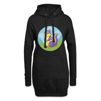 tamia mignon kawaii dessin animé clipart animal de compagnie - Sweat-shirt à capuche long Femme - noir - Devant