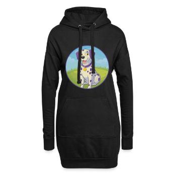 Dalmatiner Hund Niedlich Kawaii Cartoon Clipart Tier - Hoodie-Kleid - Schwarz - Vorne