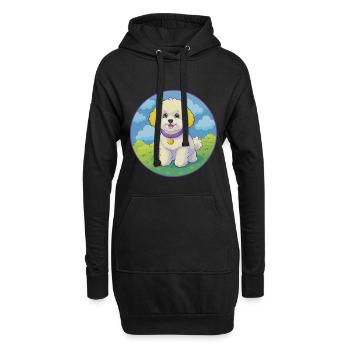 Bichon frisé chien mignon drôle Kawaii dessin animé Animal - Sweat-shirt à capuche long Femme - noir - Devant