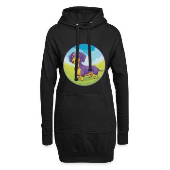 Dackel Hund Niedlich Kawaii Cartoon Clipart Tier - Hoodie-Kleid - Schwarz - Vorne
