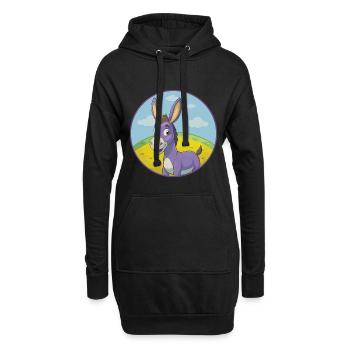 Esel Niedlich Kawaii Cartoon Clipart Tier Haustier - Hoodie-Kleid - Schwarz - Vorne