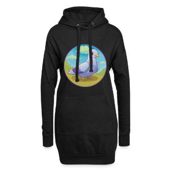 Taube Niedliche Kawaii Cartoon Clipart Tier Haustier - Hoodie-Kleid - Schwarz - Vorne