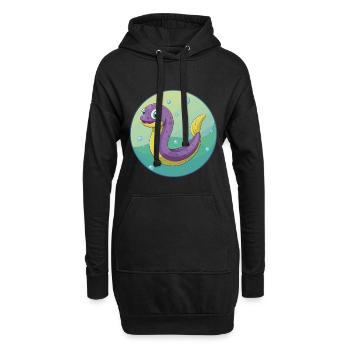 Anguille mignon kawaii dessin animé Clipart animal de compagnie - Sweat-shirt à capuche long Femme - noir - Devant