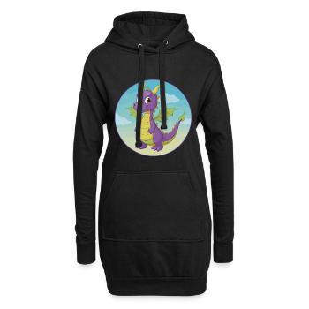 Drache Niedlich Kawaii Cartoon Clipart Tier Haustier - Hoodie-Kleid - Schwarz - Vorne