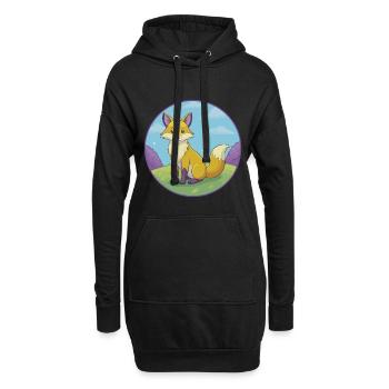 Fuchs Niedlich Kawaii Cartoon Clipart Tier Haustier - Hoodie-Kleid - Schwarz - Vorne