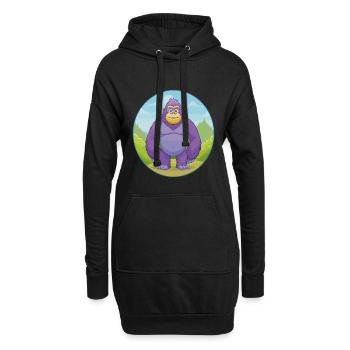 Gorille mignon kawaii dessin animé Clipart animal de compagnie - Sweat-shirt à capuche long Femme - noir - Devant