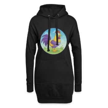 Hahn Niedlich Kawaii Cartoon Clipart Tier Haustier - Hoodie-Kleid - Schwarz - Vorne