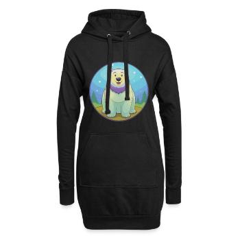 ours polaire mignon kawaii dessin animé clipart animal de compagnie - Sweat-shirt à capuche long Femme - noir - Devant