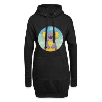 Koala Niedlich Kawaii Cartoon Clipart Tier Haustier - Hoodie-Kleid - Schwarz - Vorne