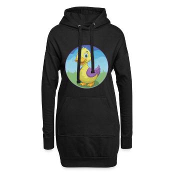 canard mignon kawaii dessin animé clipart animal de compagnie - Sweat-shirt à capuche long Femme - noir - Devant