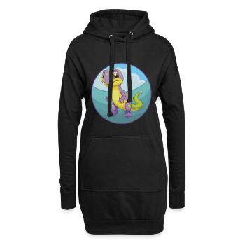 Eidechse Niedlich Kawaii Cartoon Clipart Tier Haustier - Hoodie-Kleid - Schwarz - Vorne