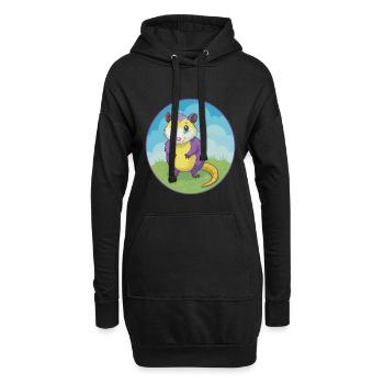 Opossum mignon Kawaii dessin animé Clipart Animal de compagnie - Sweat-shirt à capuche long Femme - noir - Devant