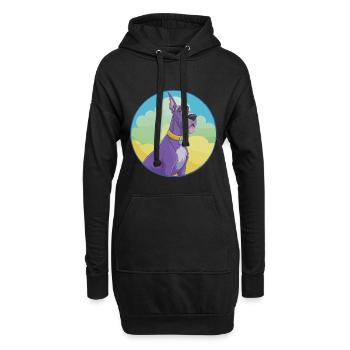 Deutsche Dogge Hund Niedlich Kawaii Cartoon Clipart Tier - Hoodie-Kleid - Schwarz - Vorne