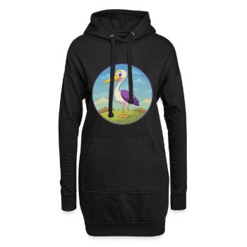 Storch Niedlich Kawaii Cartoon Clipart Tier Haustier - Hoodie-Kleid - Schwarz - Vorne