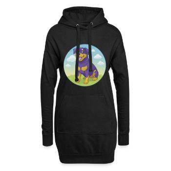 Rottweiler chien mignon Kawaii dessin animé Clipart Animal - Sweat-shirt à capuche long Femme - noir - Devant