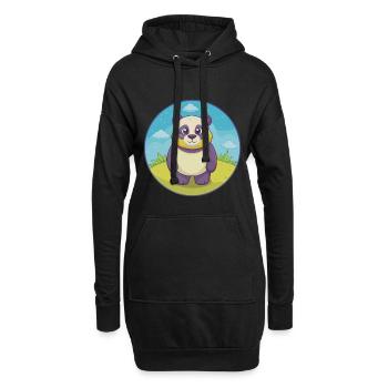 Panda Niedlich Kawaii Cartoon Clipart Tier Haustier - Hoodie-Kleid - Schwarz - Vorne