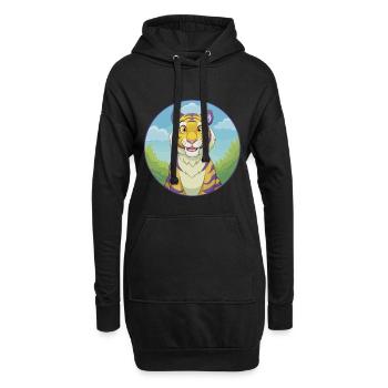 tigre mignon kawaii dessin animé clipart animal de compagnie - Sweat-shirt à capuche long Femme - noir - Devant