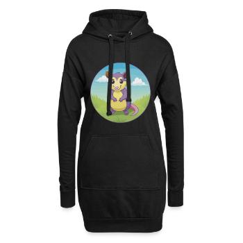 opossum mignon kawaii dessin animé clipart animal de compagnie - Sweat-shirt à capuche long Femme - noir - Devant