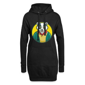 blaireau mignon kawaii dessin animé clipart animal de compagnie - Sweat-shirt à capuche long Femme - noir - Devant