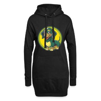 Dackel Hund Niedlich Kawaii Cartoon Clipart Tier - Hoodie-Kleid - Schwarz - Vorne