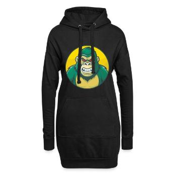 Gorille mignon kawaii dessin animé Clipart animal de compagnie - Sweat-shirt à capuche long Femme - noir - Devant