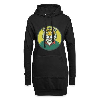 tigre mignon kawaii dessin animé clipart animal de compagnie - Sweat-shirt à capuche long Femme - noir - Devant