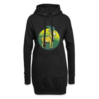 Steinbock Niedliche Kawaii Cartoon Clipart Haustier Tier - Hoodie-Kleid - Schwarz - Vorne