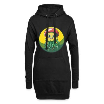 Méduse mignon Kawaii dessin animé Clipart Animal de compagnie - Sweat-shirt à capuche long Femme - noir - Devant