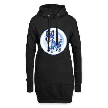 Australien Kelpie Chien Bleu Mignon Kawaii Dessin Animé Animal de compagnie - Sweat-shirt à capuche long Femme - noir - Devant