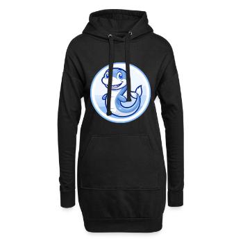 Anguille bleu mignon kawaii dessin animé personnage Clipart animal de compagnie - Sweat-shirt à capuche long Femme - noir - Devant