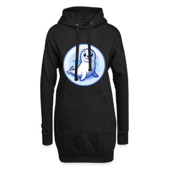 Siegel Blau Kawaii Cartoon Figur Clipart Haustier - Hoodie-Kleid - Schwarz - Vorne