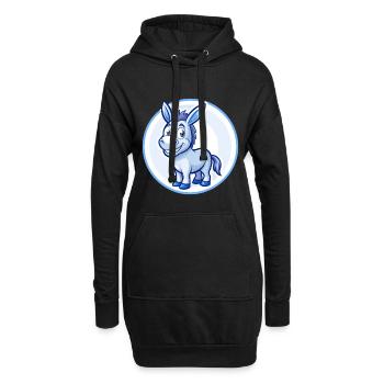 Esel Blau Kawaii Cartoon Figur Clipart Haustier - Hoodie-Kleid - Schwarz - Vorne