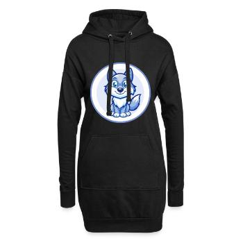 Wolf Blue Kawaii Cartoon Character Clipart Pet - Hoodie Dress - black - Front