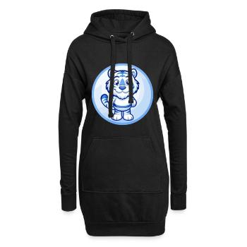 Tigre Bleu Kawaii Dessin Animé Personnage Clipart Animal de compagnie - Sweat-shirt à capuche long Femme - noir - Devant