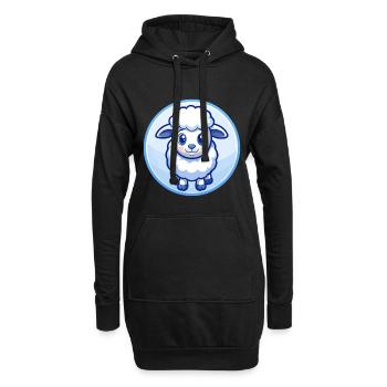 Schaf Blau Kawaii Cartoon Figur Clipart Haustier - Hoodie-Kleid - Schwarz - Vorne