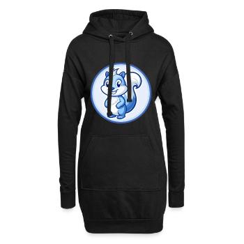 écureuil bleu kawaii dessin animé personnage clipart animal de compagnie - Sweat-shirt à capuche long Femme - noir - Devant
