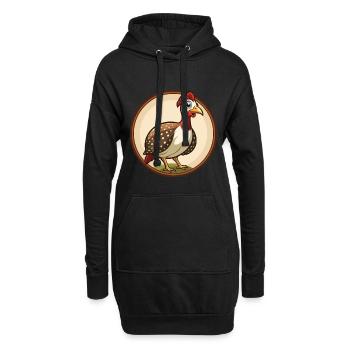 pintade coloré Kawaii dessin animé personnage animal de compagnie - Sweat-shirt à capuche long Femme - noir - Devant